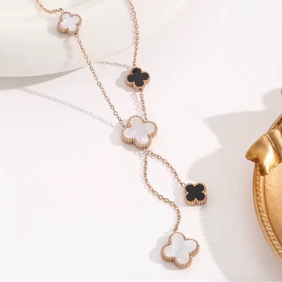 Anthropologie Jewelry - Alhambra Black and White Clover Necklace